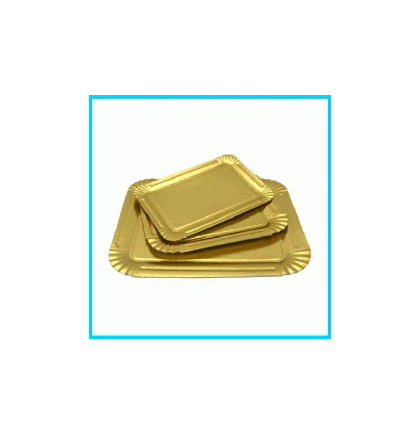 PLATEAU EN CARTON ARGENTE ET DORE 31X38