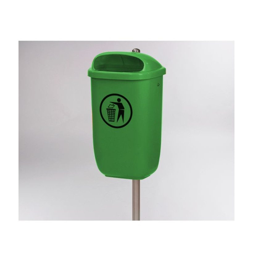 POUBELLE SUR POTEAU 50L VERT / GRISE